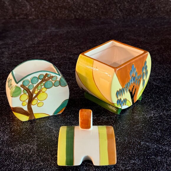Vintage 1993 Clarice Cliff Sugar and Jam Jar Reproduction - Picture 9 of 10